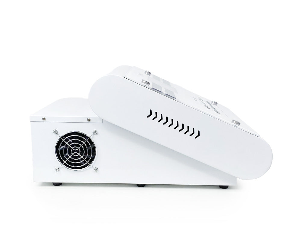 Side of Zemits PressMio 3-in-1 pressotherapy machine with EMS and infrared heating suit